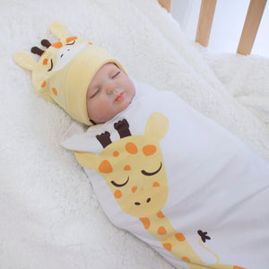 Giraffe Swaddling Stretchie & Beanie Set